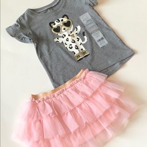 Girl Gliter leopal top and Ruffle TulleSkirt